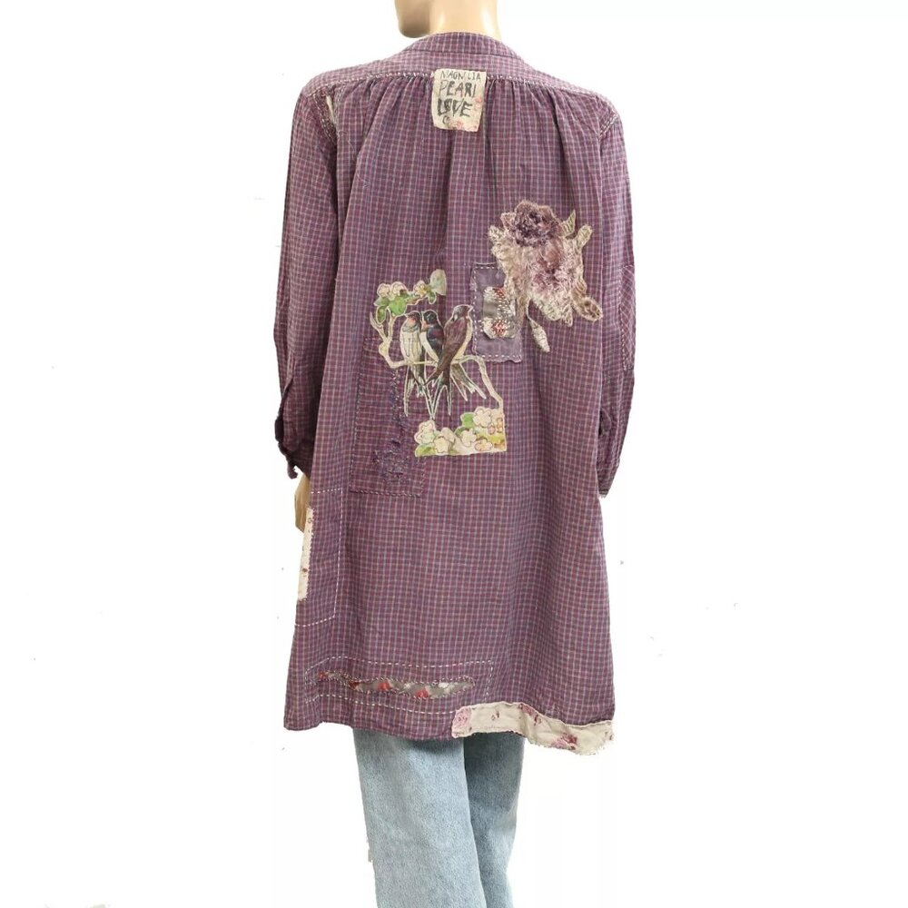 Magnolia Pearl Mauve Patchwork Tunic with Bird Patch - Picture 3 of 4